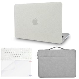 KECC Compatible with MacBook Pro 13 inch Case 2025-2020 with Touch Bar M2 A2338 M1 A2289 A2251 Plastic Hard Shell + Keyboard Cover + Sleeve Bag + Screen Protector (Pearl White Sparkling)