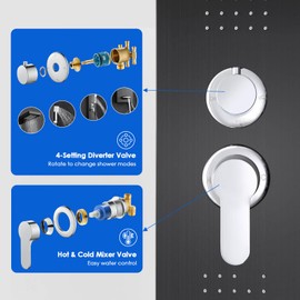 ROVOGO Shower Panel Tower System with Rainfall Shower, Body Jets, Handheld and Tub Spout, High Pressure Shower Column Stainless Steel, 46.5 in. Black