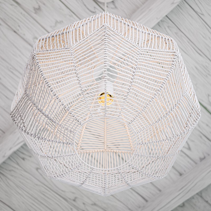 Kenroy Home 94149WH Snaggle 1 Light Rattan Pendants, Large, White