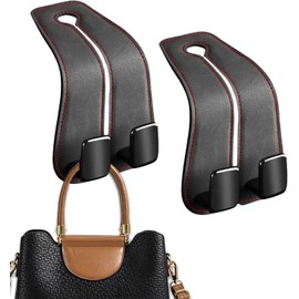 2PCS Gancho Reposacabezas para Coche,Gancho de Asiento Trasero de Coche de Cuero,Gancho de Bolsa de Almacenamiento Automotriz,Multifuncionales Accesorios Coche, para Bolsas, Monedero