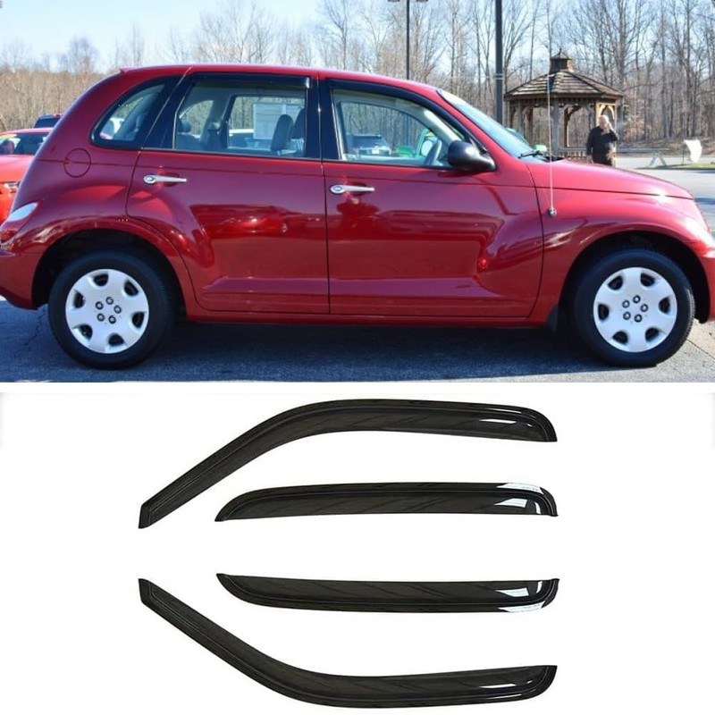 Puermto 94511 Sunproof Waterproof Side Window Wind Deflector, 4pcs Protective