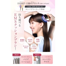 EMS Brush Mini Wavewave EMS Hair Brush, Ion Care, Red LED, Smooth Hair, Cushion Brush, Comb, Birthday, Woman, Wife, Girlfriend, Gift (Pink Gold))