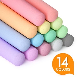 feela 168 Pack Sidewalk Chalk, Sidewalk Chalk Set For Kids Jumbo Chalk Bulk, Great for Kids Family, Paint on Sidewalk Wall School Driveway Blackboard Street Playground, 14 Colors