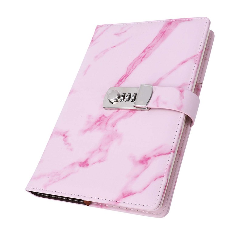 A5 Note Book PU Leather Cover Password Lock Notepad Diary