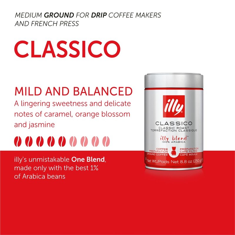 Illy Caffe Coffee - Ground Coffee - Medium Roast for