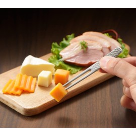 Yoshikawa Pick Appetizer Tongs, Stainless Steel, 3-piece, Made in Japan, Izakaya Goods YJ3252, Silver, 3.5 inches (9 cm) long x 0.4 inches (1 cm) wide