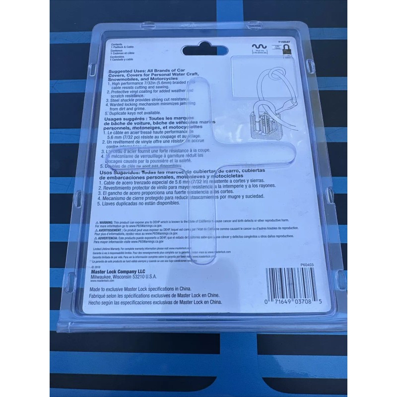 Master Lock 715DAT Car Cover Cable 7 ft. with Laminated