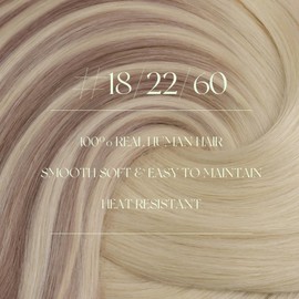 RUNATURE Balayage Clip in Hair Extensions Human Hair, Natural Remy Hair for Women, Double Weft Real Hair Extensions, Thick Ends, 12 Inch 80g 7pcs #18/22/60 Ash Blonde Ombre to Bleach Blonde