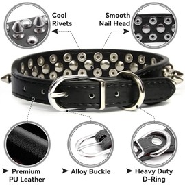 Bbmmayy Spiked Dog Collar, Mushrooms Rivet Studded Adjustable Pu Leather Pet Collars for Cats Puppy Dogs (S, White)