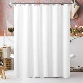 TheBlackSpot White Shower Curtain, Hotel Waffle Boho Shower Curtain Set, Waterproof Fabric Shower Curtains Heavy Duty Textured No Hook, Bathroom Accessories Decor 72Wx72H