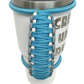 30/32/40oz Stretchable Paracord Tumbler Handle, Turquoise Gray, Fits Epoxy Cups