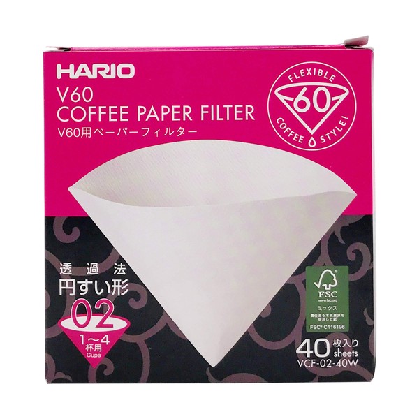 HARIO 02 White Paper Filter, 40 CT