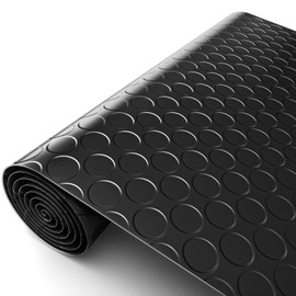 Wilaly 4 x 20FT Garage Floor Mat, Thickness Diamond Plate Vinyl Heavy Duty Parking Mat for Garage Floor, Golf Cart Parking, Water/Stain Resistant Floor Runner (Black Coin)