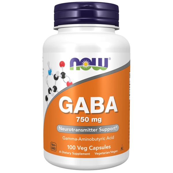 NOW Foods NOW Foods Supplements, GABA (Gamma-Aminobutyric Acid) 750mg, Neurotransmitter