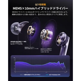 QCY MeloBuds N70 Wireless Earbuds Noise Cancelling 56dB Noise Reduction MEMS Driver 47 Hours Playtime Purple