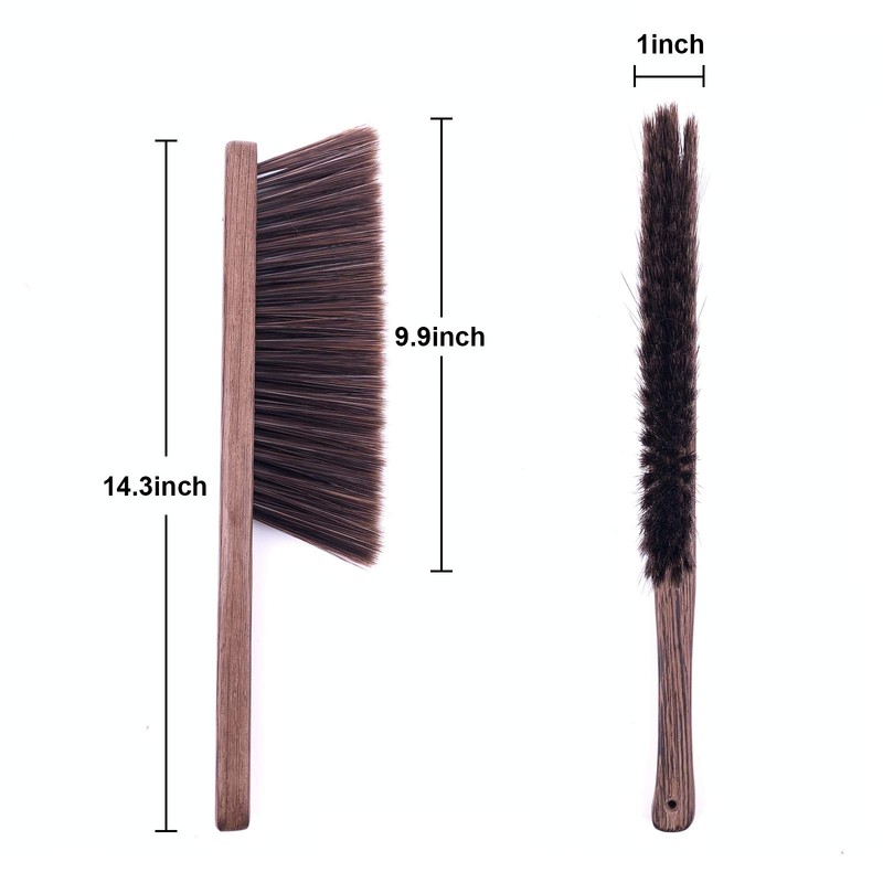 Hand Broom Cleaning Brushes-Soft Bristles Dusting Brush for Cleaning Car/Bed/Couch/Draft/Garden/Furniture/Clothes,Wooden