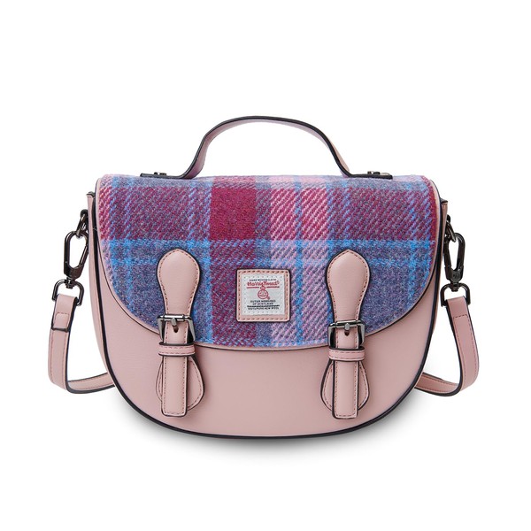 Islander® Medium Cobble Satchel - Pink Harris Tweed Tartan, Medium