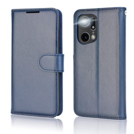 TECHGEAR Leather Wallet Case for Oppo Find X5 Pro 5G, Flip Protective Case Cover with Wallet Card Holder, Stand & Wrist Strap - Blue PU Leather with Magnetic Closure for Oppo Find X5 Pro 5G