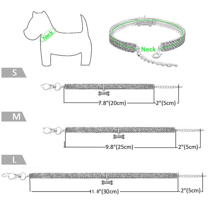 RayMinsino Pet Collar with Diamonds, Adjustable Crystal Diamond Elastic Bone