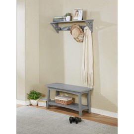 Alaterre Furniture Craftsbury 36" W Wood Entryway Bench, Gray