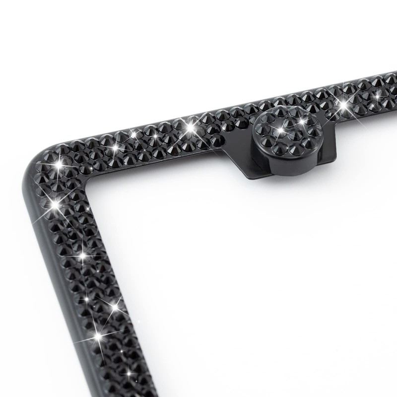 FIISFIIS Bling License Plate Frame for Women,2 Pack Premium Stainless