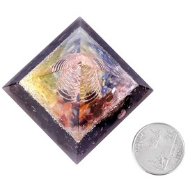 KYEYGWO Garnet Energy Pyramid Gemstone with Copper Wire, Reiki Crystal Pyramid Healing Stone for Chakra Healing, Meditation and Home Decoration