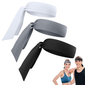 3 Pack Adjustable Sports Headbands for Men & Women - Sweat Absorption Tie Back Sweatbands for Basketball, Running, Tennis, and More