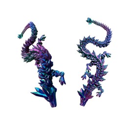 Surprise Egg - Articulated Dragon - Crystal Dragon - Fidget Toy for Autism ADHD - 3D Printed Gift (Blue, Baby 8")