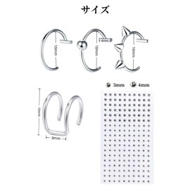 YFFSFDC Paste Earrings, Seal, Fake Earrings, Mouth Piercing, Nose Piercing, Fake, Easy to Wear, Long Lasting, Mine-based, Unisex