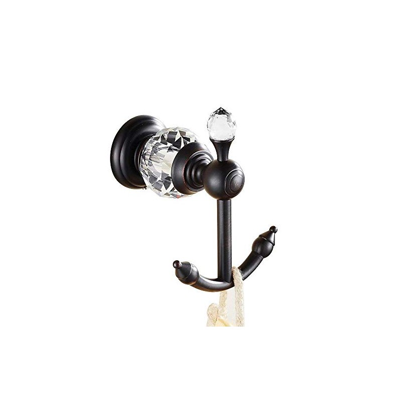 Kabter Crystal Series Brass Towel Coat Hook,Black