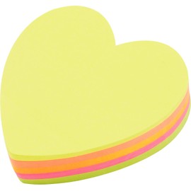 4A Shapes Sticky Notes,Heart Shape,3 x 3 Inches,Fluorescent Collection,Self-Stick Notes,200 Sheets/Pad,1 Pad/Pack,4A 5036