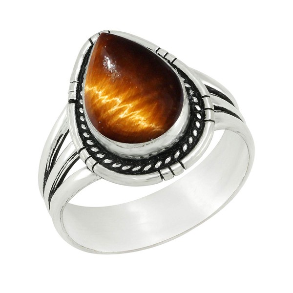 Genuine Tiger Eye 10x14mm Pear & .925 Silver Plated Handmade