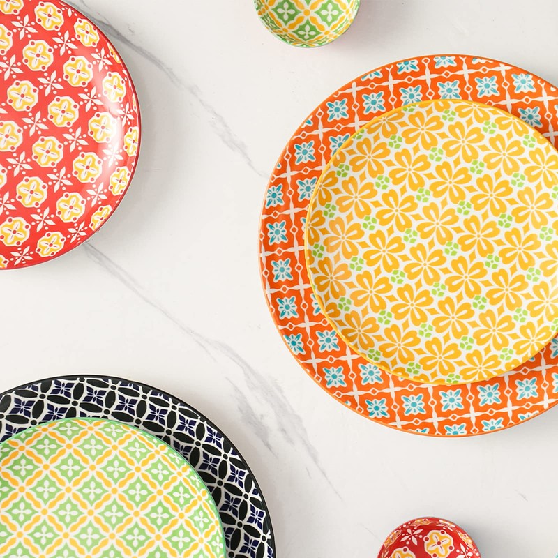 Metahom 10" Ceramic Dinner Plates, Porcelain Dessert Salad Plate Set,