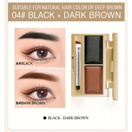 Waterproof Brow Pomade with Long Lasting Formula - Defines Shape & Fills Sparse Areas - Smooth Creamy Texture for Natural Full Brows - Smudgeproof Sweatproof Makeup Kit for Daily(Dark Brown&Black)