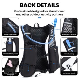 Running Vest with Hydration Bladder or Soft Flask(optional),Hydration Vest for Men Women, Breathable Running Cycling Hiking Hydration Backpack, Phone Holder (with 2L bladder)