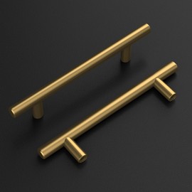 Goldenwarm 25 Pack 4-1/2in Gold Cabinet Handles Gold Drawer Pulls Kitchen Cabinet Handles Brushed Brass Drawer Pulls Stainless Steel Hardware for Cupboard Bedroom