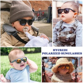 Hycredi Flexible Polarized Baby Sunglasses with Strap for Newborn Infant Boys Girls Age 0-24 Months-Green/Green Mirrored+Matte Purple/Purple Mirrored