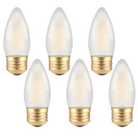 TOKCON Frosted E26 LED Candle Light Bulbs 25W Equivalent- 2W Dimmable Chandelier E26 LED Bulb- 2700K Soft Warm- B11 Antique Candelabra Lightbulbs for Bedroom Pandent, Piano Lamp, Wall Sconce- 6 Count