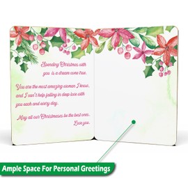 AGAPE LOVE CARDS Merry Christmas Card For Wife - | Made From Real Bamboo | 6" X 4.5" - 1 Pack (Envelope Included) | Laser Cut, Holiday Themed, Wife Christmas Card from Husband or Significant Other