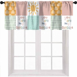 ShiTingYu Rainbow Cartoon Curtain Valance, Sun Abstract Wave Point Cute Alphabet ABC Valance Curtain 54x18 Inch, 1 Piece