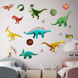 WUBAYI Pack of 2 Luminous Dinosaur Wall Stickers - Night Vision Stickers for Children's Room, Bedroom & Living Room - Decoration for Birthday & Christmas - Gift for Boys & Girls