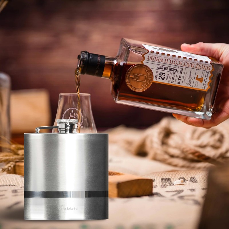 Rabbit Polished 6 Fl. Oz. Stainless Steel Pocket Flask, 18/8