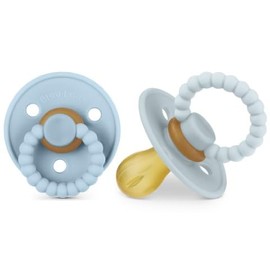 Luladream Chupete - Pezón de goma natural - Mango de dentición - para bebés y niños pequeños (azul cielo + azul ceniza)