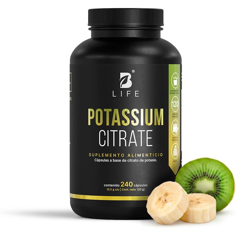 B Life Citrato de Potasio 120 cápsulas con 800mg de