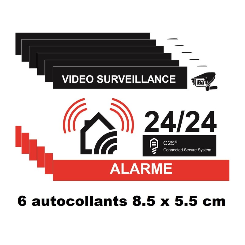 Set of 12 Deterrent, Alarm Stickers, Video Surveillance, Home Protection,