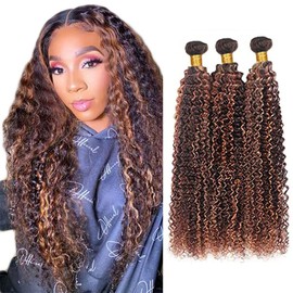 HeioWuio 430 Curly Wave Human Hair 3 Bundles Hair Extensions 18 20 22 Inches