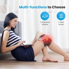 Comfier Knee Massager, Cordless Knee Massager with 3 Adjustable Temperatures, Red Light Knee Massager with LCD Display, Heat and Vibration Massage to Relieve Joint Pain