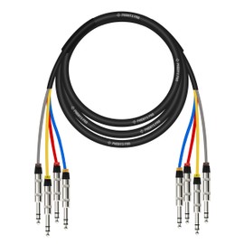 Phenyx Pro 4-Channel TRS Cable, 10 Ft Snake Cord, TRS Patch Wire, Balanced 1/4-Inch Cable, Color-Coded, 4-in-1 Design, 1/4" Audio Cord w/24 AWG OFC Copper (PCBL-QR4IN1-10)