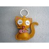 Pendant, Genuine Leather, Yellow, 7 x 5 cm Key Ring
