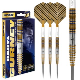 WINMAU – Daryl Gurney Signature Edition - 23g - 95% Tungsten - Professional Steel Tip Darts Set with Dart Flights and Stems (Shafts)